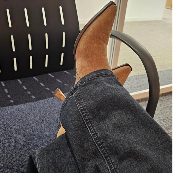 Women's Khaki Faux Suede Kitten Heel Ankle Boots with Zipper and Pointed Toe - Picture 6 of 6